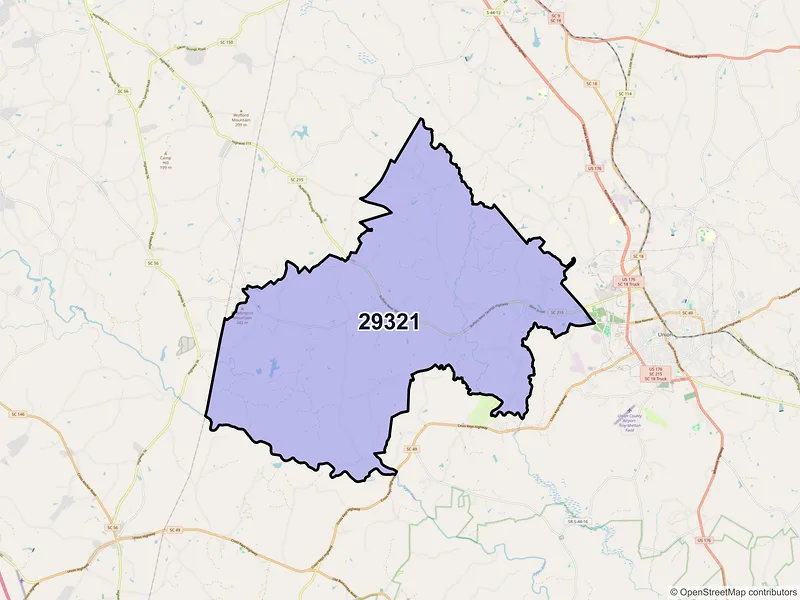 Map of ZIP Code 29321 — Buffalo, SC