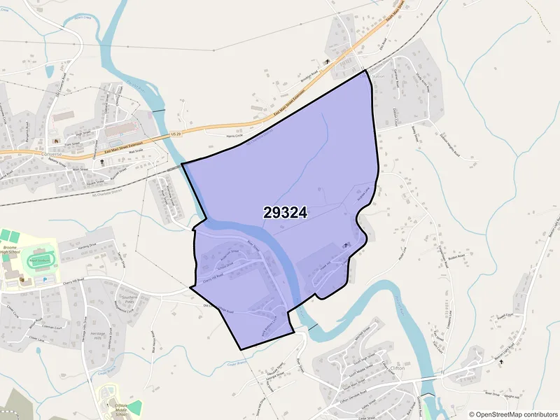 Map of Clifton, South Carolina and ZIP codes