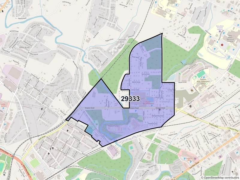 Map of Drayton, South Carolina and ZIP codes