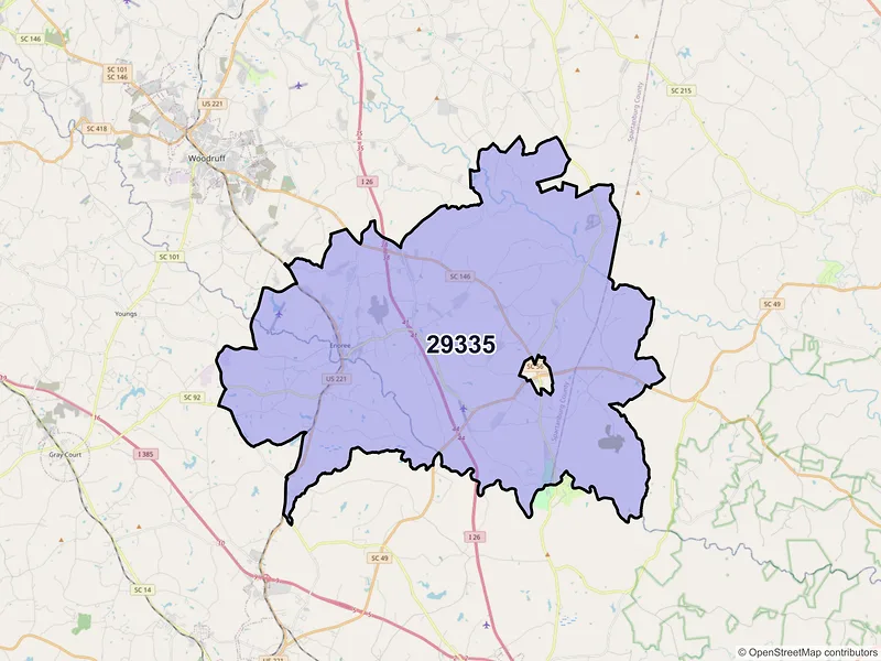 Map of Enoree, South Carolina and ZIP codes