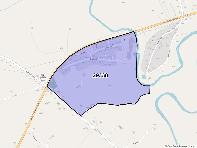 Map of Fingerville, South Carolina and ZIP codes