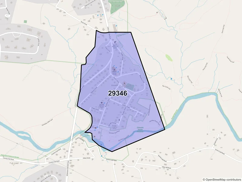 Map of Glendale, South Carolina and ZIP codes