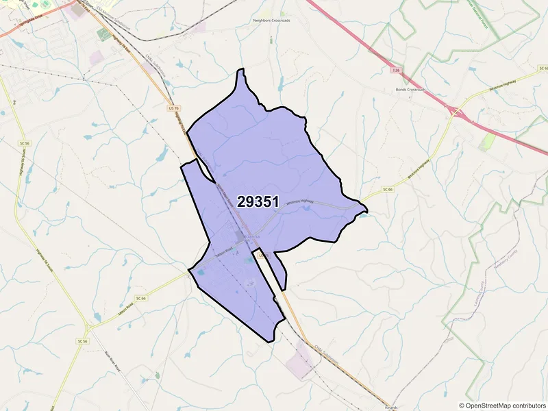 Map of Joanna, South Carolina and ZIP codes