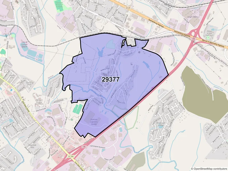 Map of Startex, South Carolina and ZIP codes