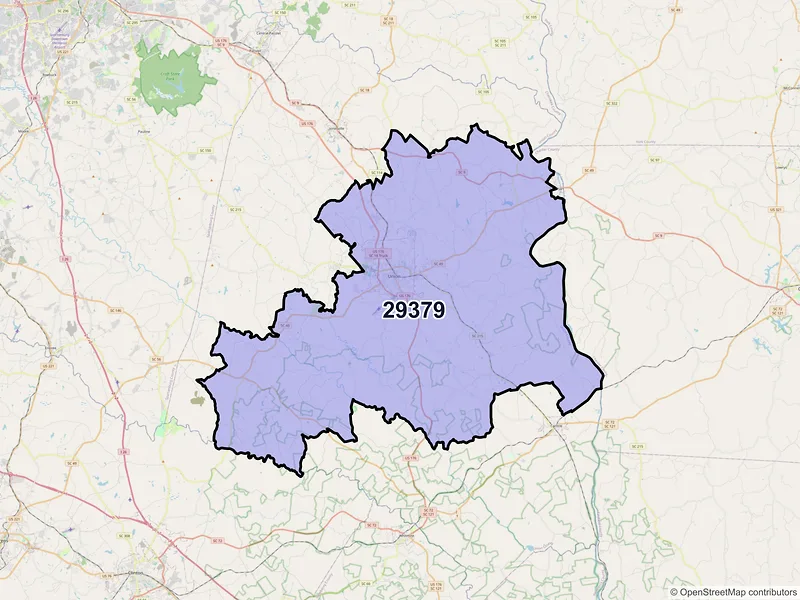 Map of Union, South Carolina and ZIP codes