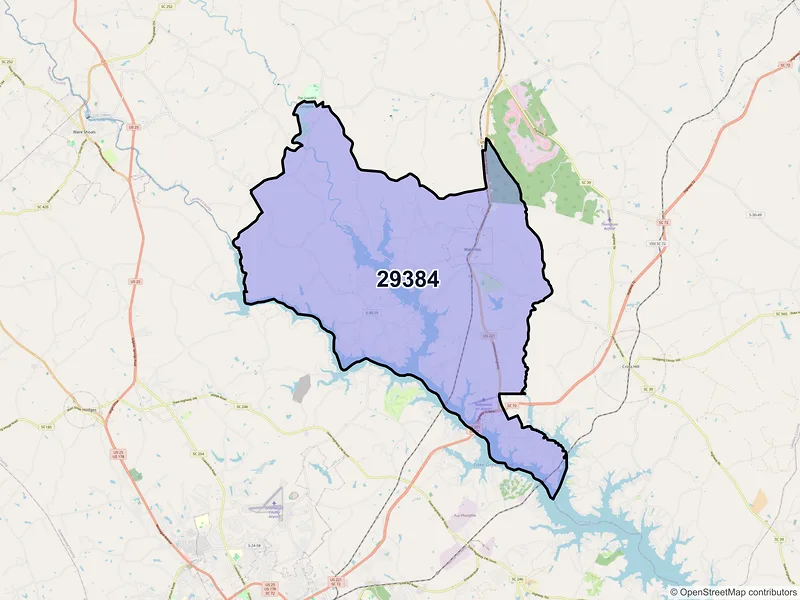 Map of ZIP Code 29384 — Waterloo, SC