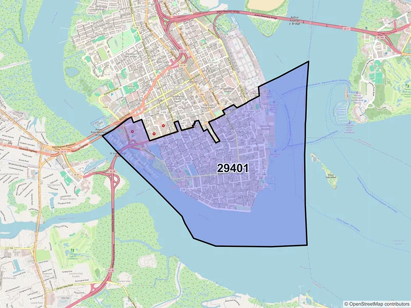 Map of ZIP Code 29401 — Charleston, SC