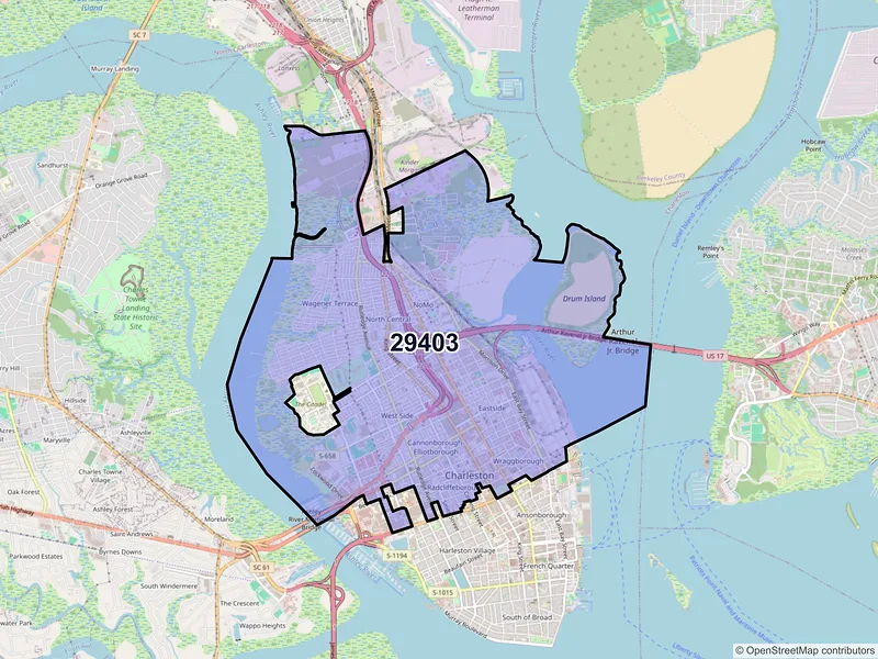 Map of ZIP Code 29403 — Charleston, SC