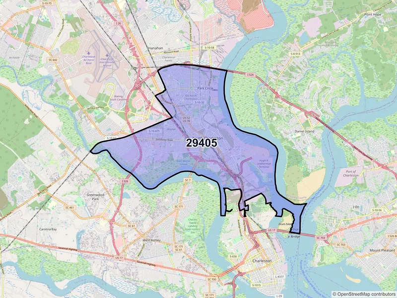 Map of ZIP Code 29405 — North Charleston, SC