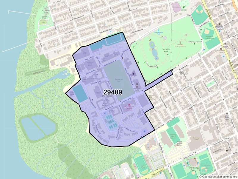 Map of ZIP Code 29409 — Charleston, SC