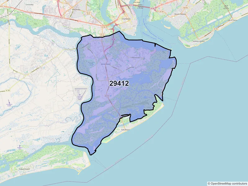 Map of ZIP Code 29412 — Charleston, SC