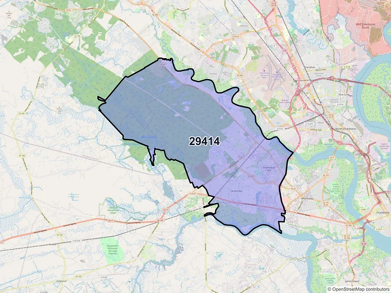 Map of ZIP Code 29414 — Charleston, SC