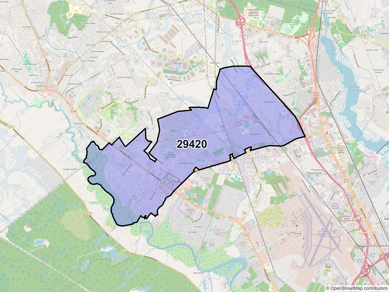 Map of ZIP Code 29420 — North Charleston, SC