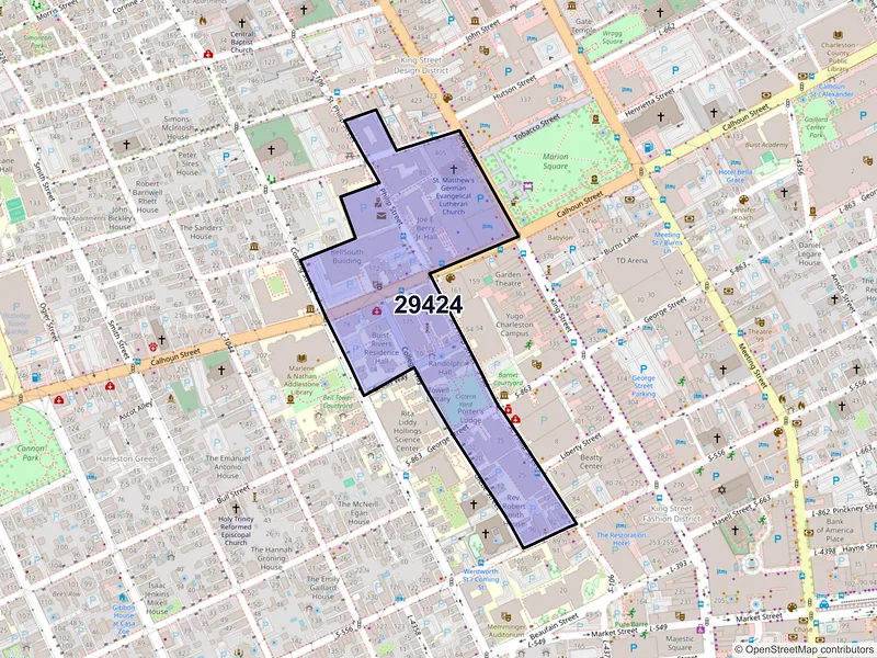 Map of ZIP Code 29424 — Charleston, SC