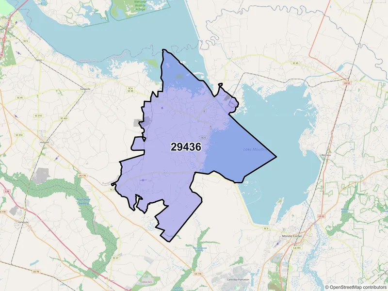 Map of ZIP Code 29436 — Cross, SC