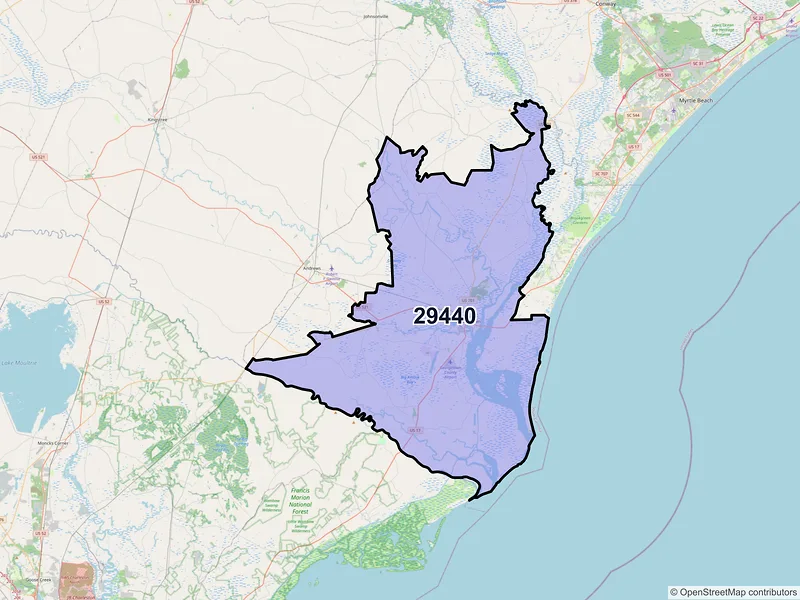 Map of ZIP Code 29440 — Georgetown, SC