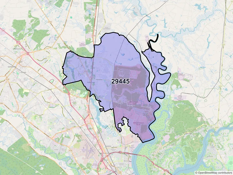 Map of ZIP Code 29445 — Goose Creek, SC