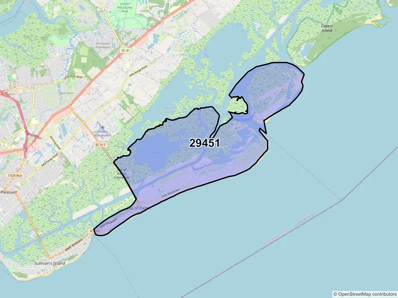 Map of ZIP Code 29451 — Isle of Palms, SC