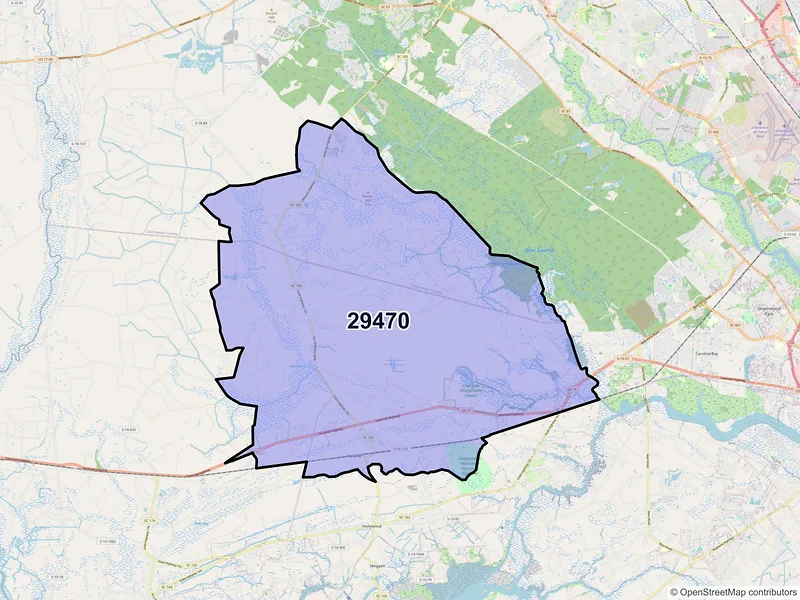 Map of ZIP Code 29470 — Ravenel, SC
