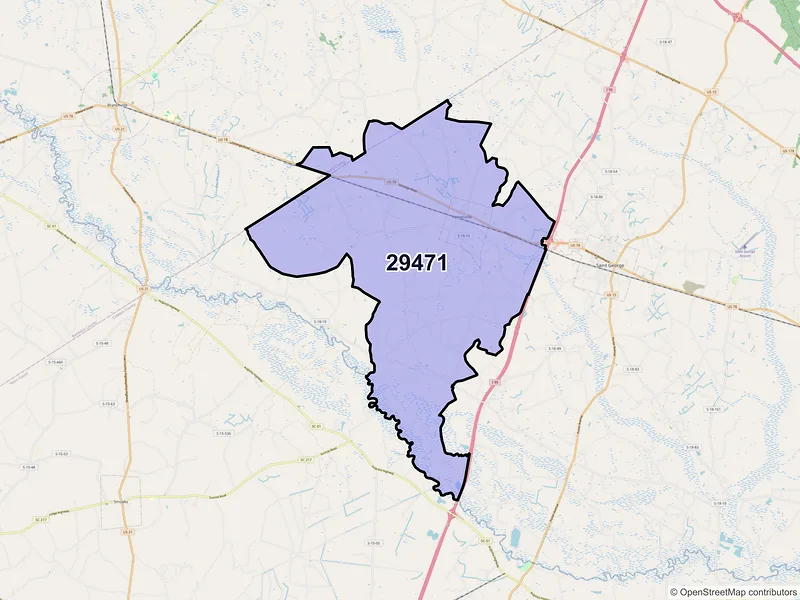 Map of ZIP Code 29471 — Reevesville, SC