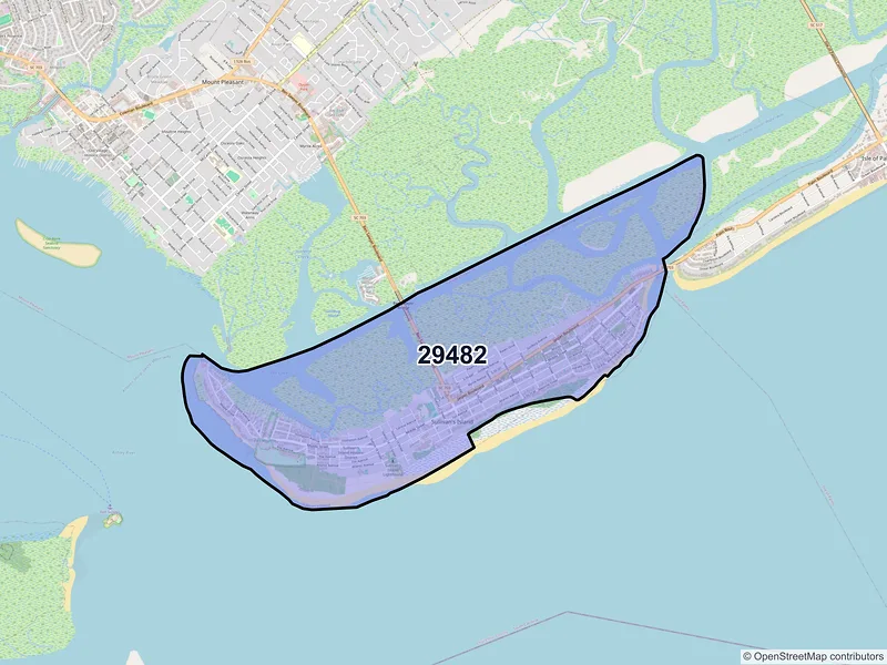 Map of ZIP Code 29482 — Sullivans Island, SC