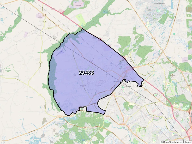Map of ZIP Code 29483 — Summerville, SC