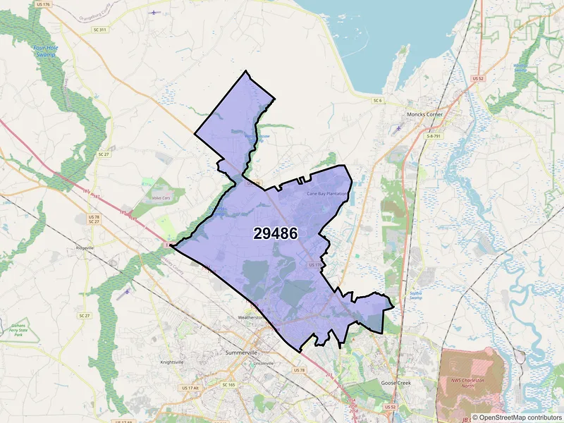 Map of ZIP Code 29486 — Summerville, SC