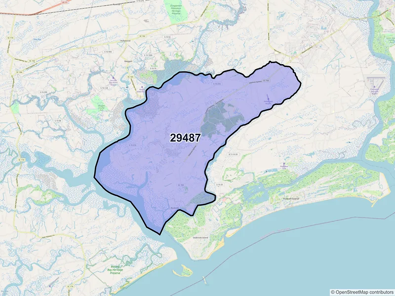 Map of ZIP Code 29487 — Wadmalaw Island, SC