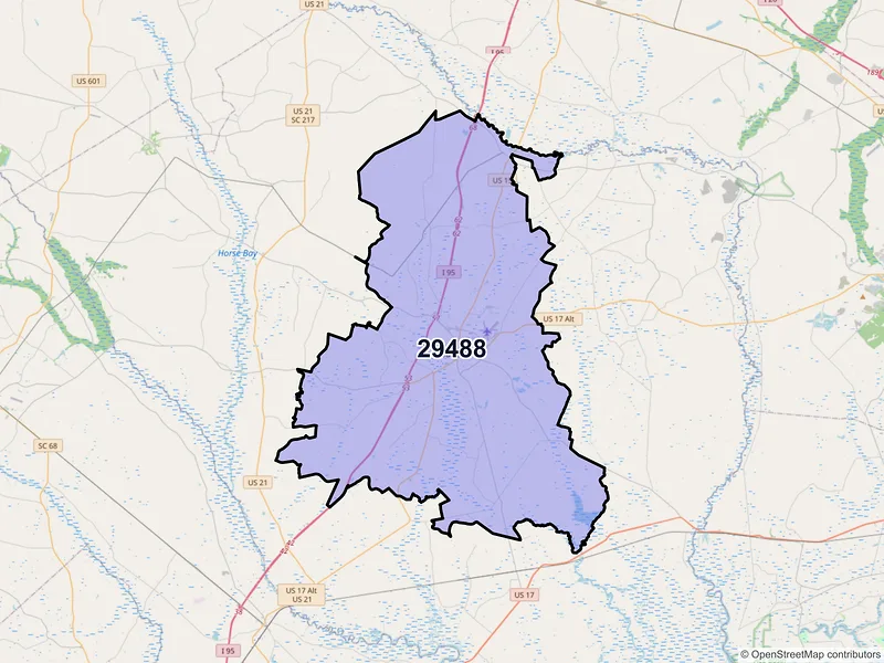 Map of ZIP Code 29488 — Walterboro, SC