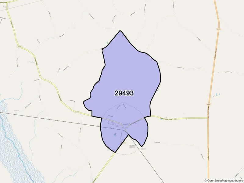 Map of Williams, South Carolina and ZIP codes