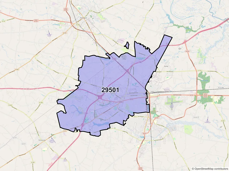 Map of ZIP Code 29501 — Florence, SC