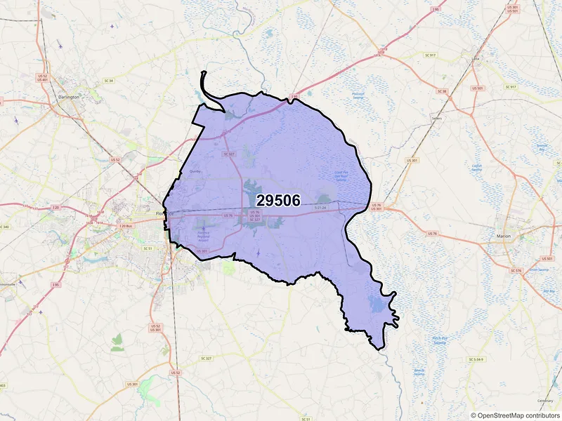 Map of ZIP Code 29506 — Florence, SC