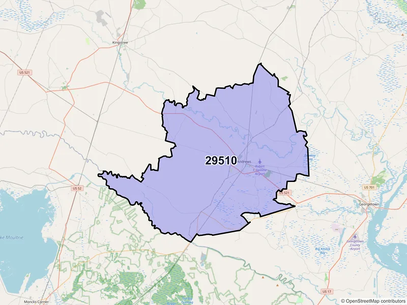 Map of ZIP Code 29510 — Andrews, SC