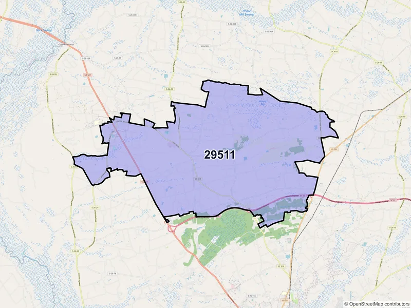 Map of Aynor, South Carolina and ZIP codes