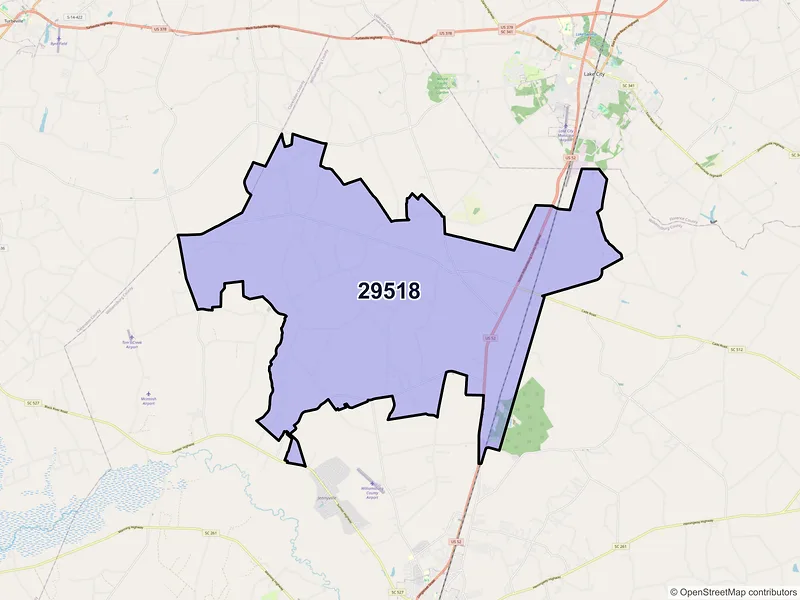 Map of Cades, South Carolina and ZIP codes