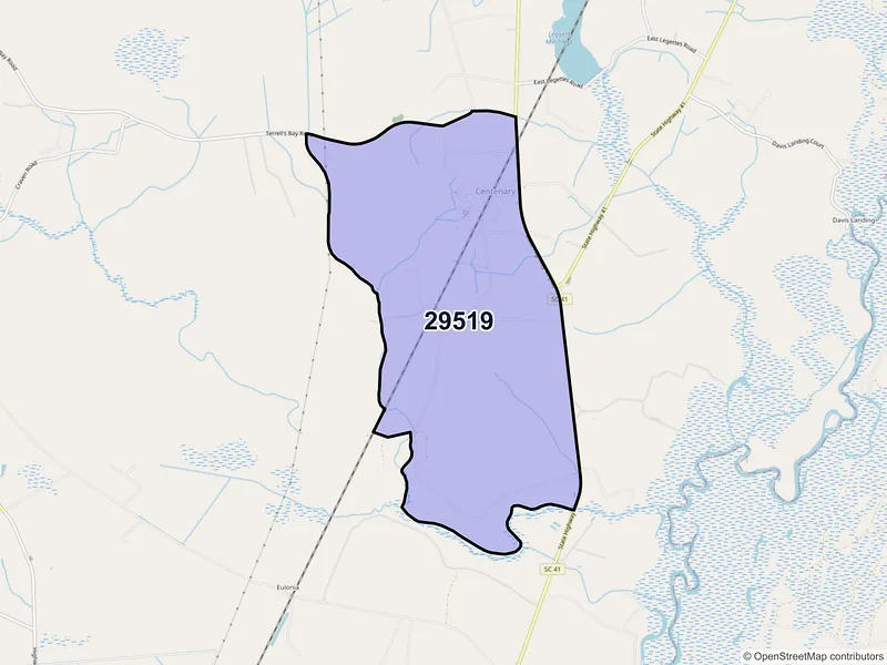 Map of Centenary, South Carolina and ZIP codes
