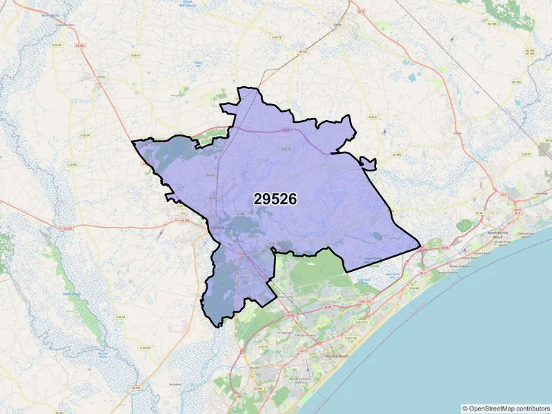 Map of ZIP Code 29526 — Conway, SC
