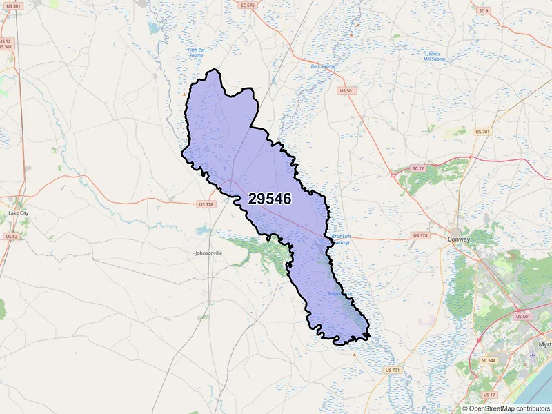 Map of ZIP Code 29546 — Gresham, SC