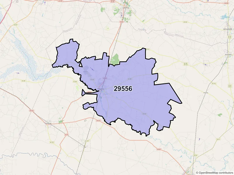 Map of Kingstree, South Carolina and ZIP codes