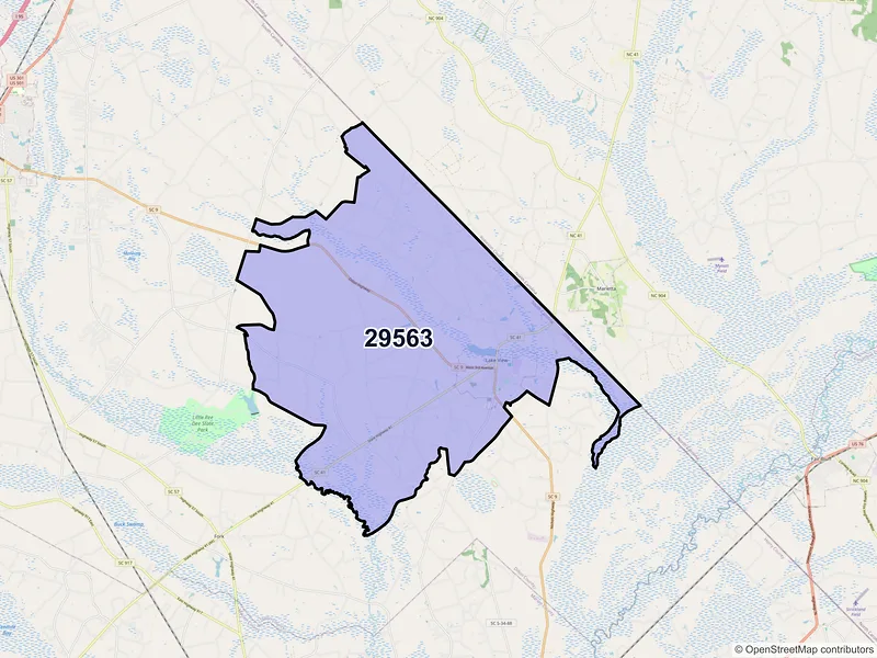 Map of ZIP Code 29563 — Lake View, SC