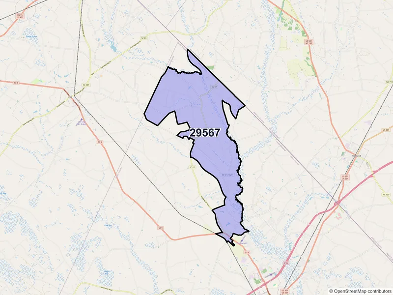 Map of ZIP Code 29567 — Little Rock, SC