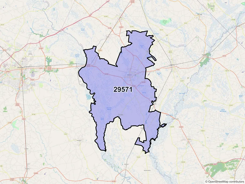Map of ZIP Code 29571 — Marion, SC