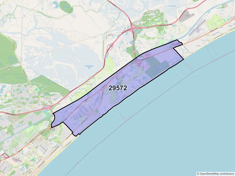 Map of ZIP Code 29572 — Myrtle Beach, SC