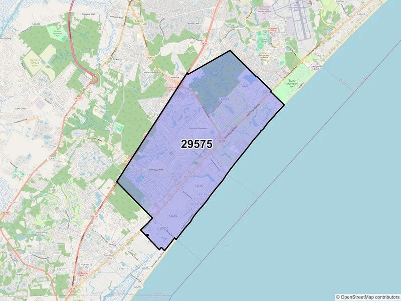Map of ZIP Code 29575 — Myrtle Beach, SC