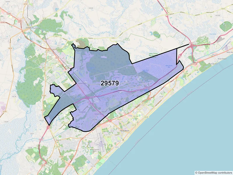 Map of ZIP Code 29579 — Myrtle Beach, SC