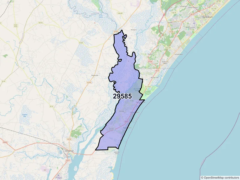 Map of ZIP Code 29585 — Pawleys Island, SC