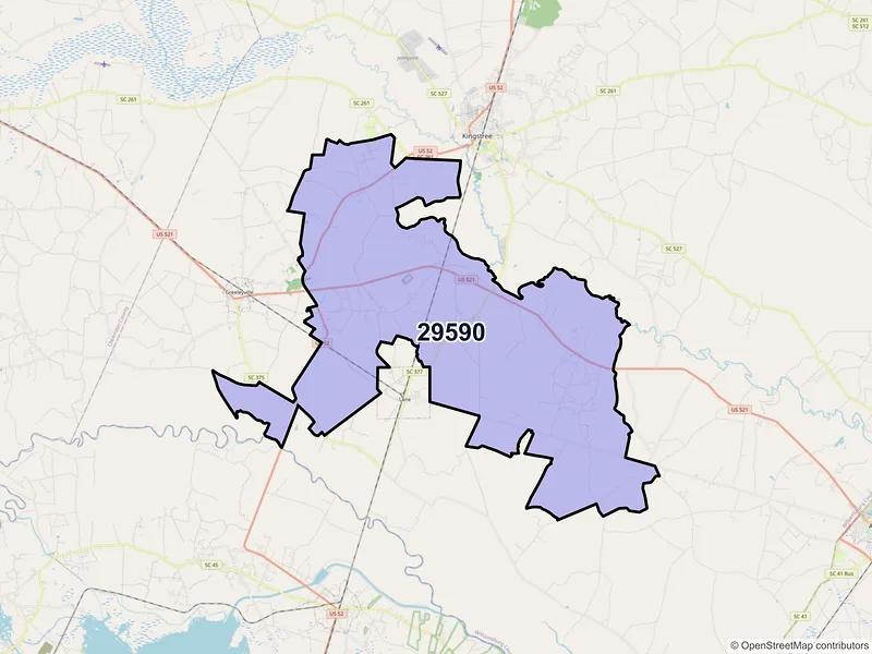 Map of ZIP Code 29590 — Salters, SC