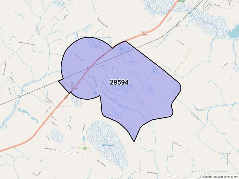 Map of Tatum, South Carolina and ZIP codes
