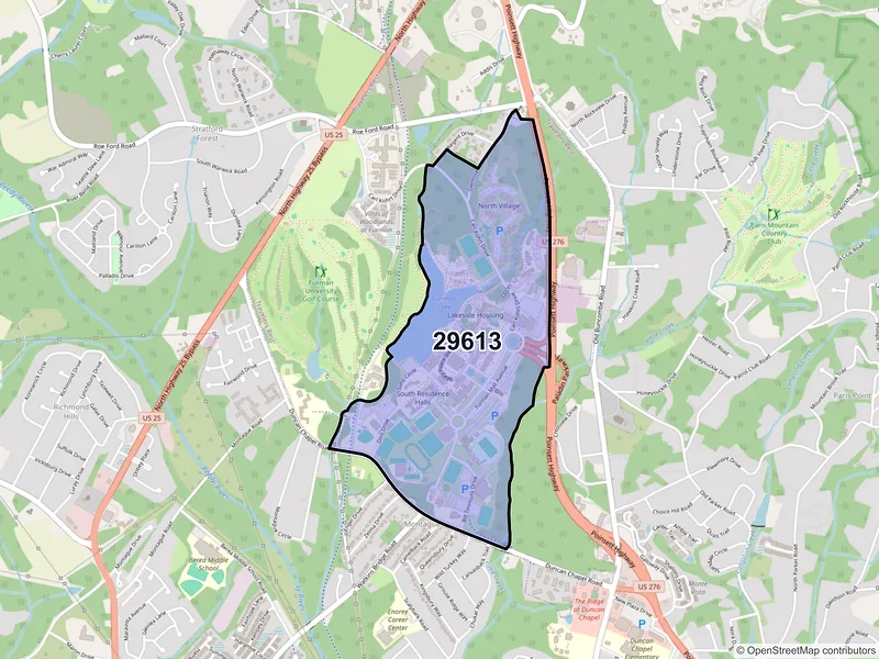 Map of ZIP Code 29613 — Greenville, SC