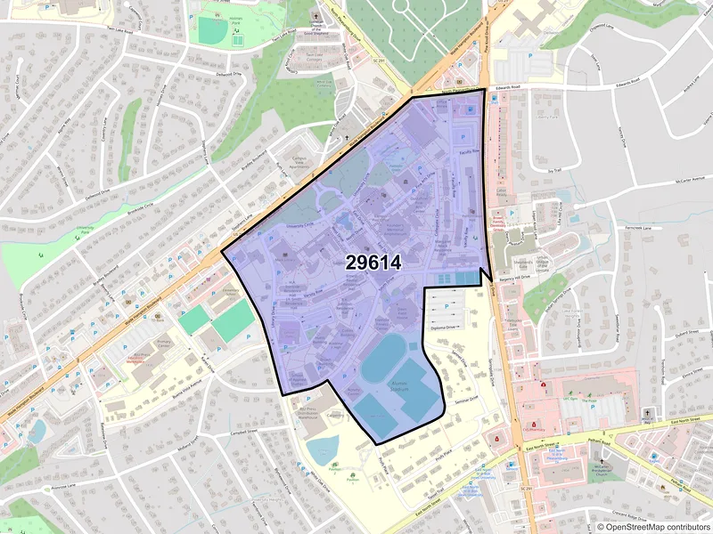 Map of ZIP Code 29614 — Greenville, SC